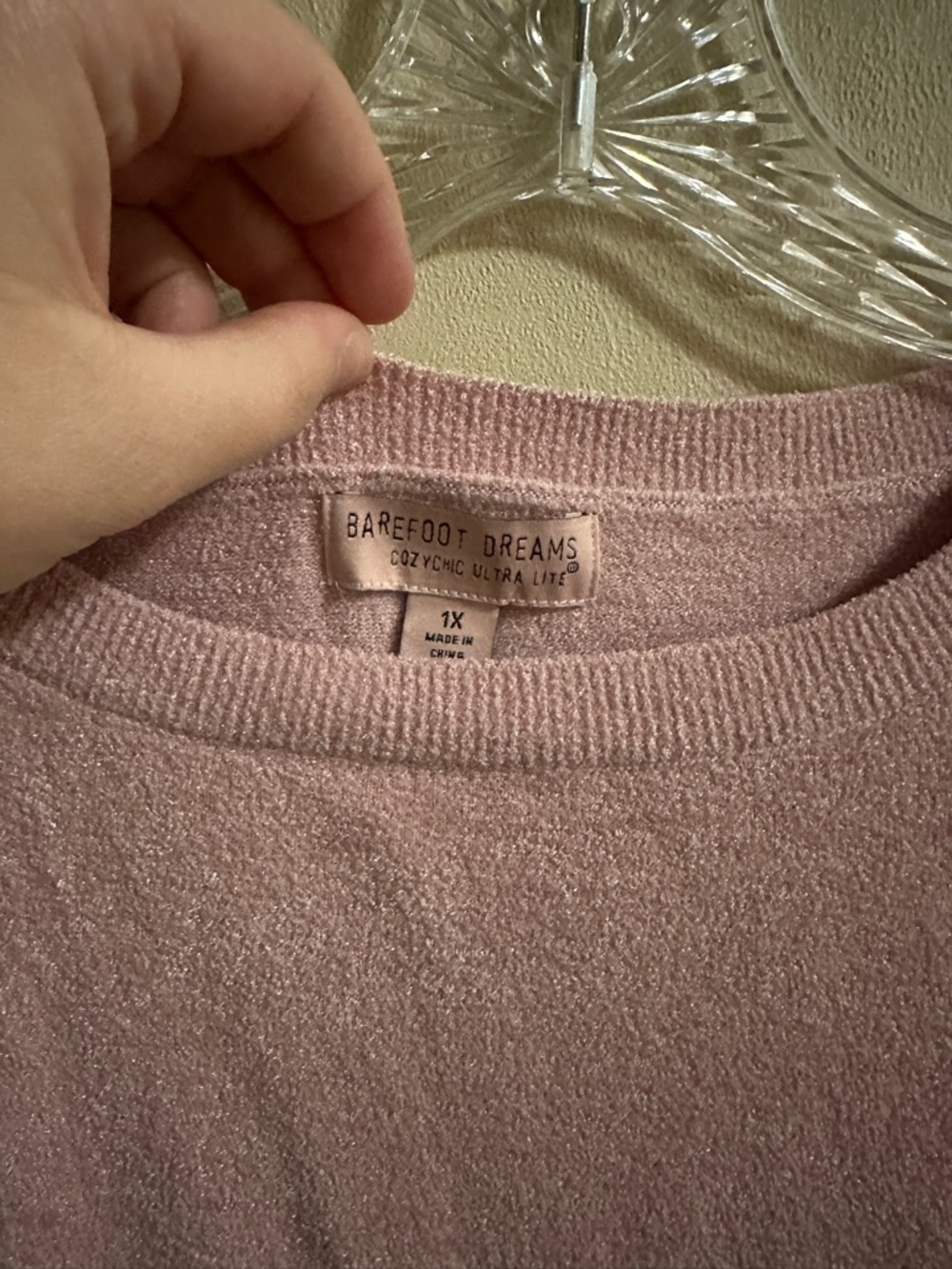 Barefoot Dreams Cozy Chic Ultra Lite Crewneck Sweater - Blush Pink - Picture 3 of 4